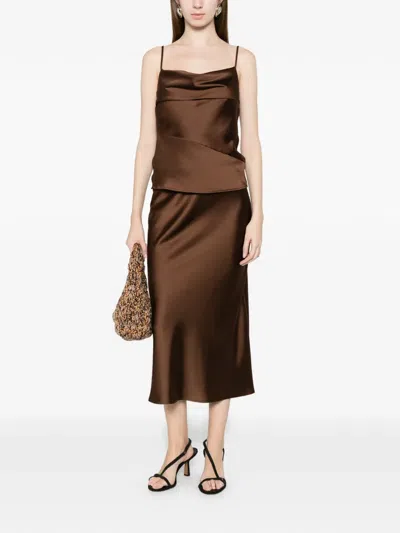 Imperial Draped Blouse In Brown
