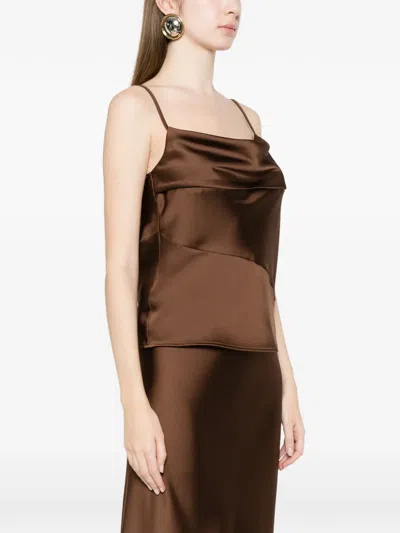 Imperial Draped Blouse In Brown