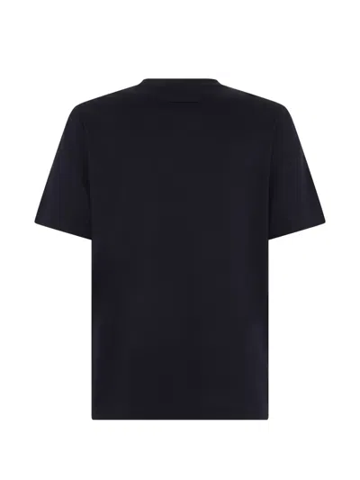 Zegna Navy Blue Piquet Cotton T-shirt In Black