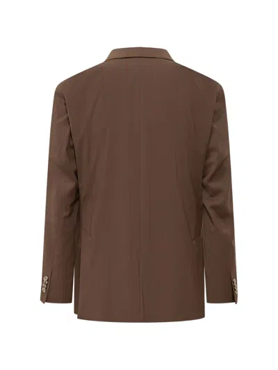 Gabriele Pasini Double-breasted Striped Jacket In Brown