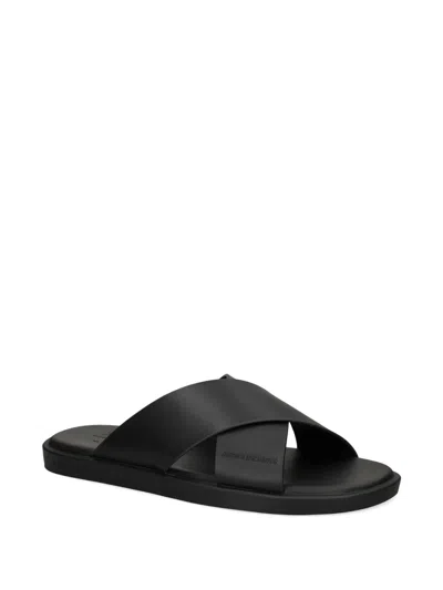 Armani Exchange Crossover-strap Slides In Black