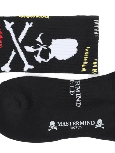 Mastermind Japan Skull Graphic Socks In Blue