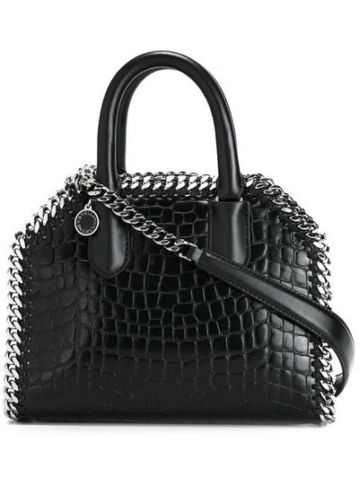 Shop Stella Mccartney Black Falabella Snakeskin Effect Mini Shoulder Bag