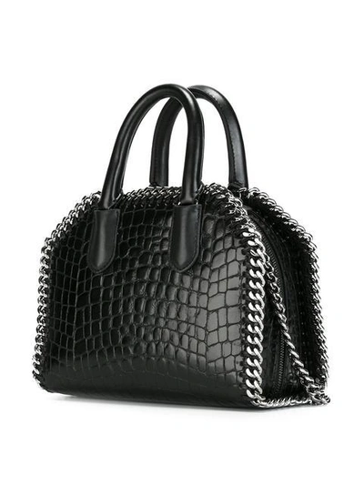 Shop Stella Mccartney Black Falabella Snakeskin Effect Mini Shoulder Bag