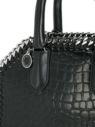Shop Stella Mccartney Black Falabella Snakeskin Effect Mini Shoulder Bag