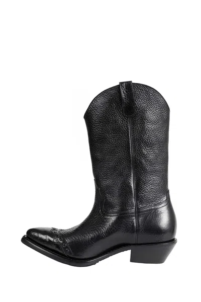Our Legacy Leather Western Boots Pointed Toe Pull Tabs In Black