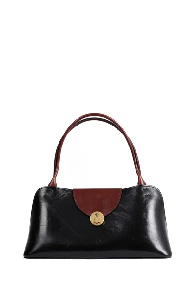 Versace Vivian Medium Two-tone Textured-leather Shoulder Bag In Black