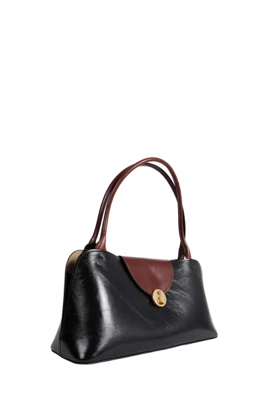 Versace Vivian Medium Two-tone Textured-leather Shoulder Bag In Black