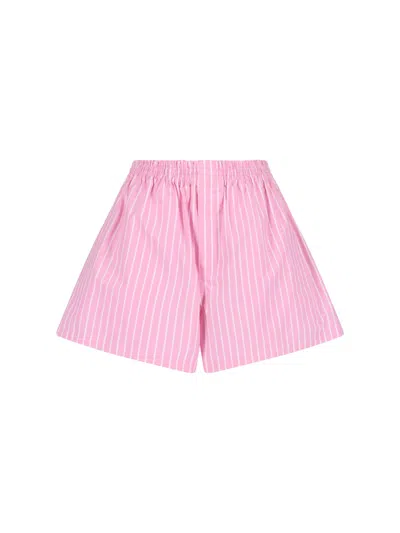 Balenciaga Pink And White Striped Cotton Boxer Shorts In Pink