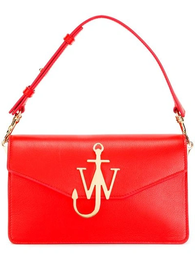 Shop Jw Anderson Scarlet Logo Purse With Chain In Red