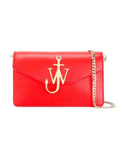 Shop Jw Anderson Scarlet Logo Purse With Chain In Red