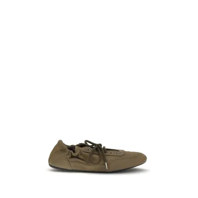 Prada Vintage-finished Canvas Sneakers For Women In Green