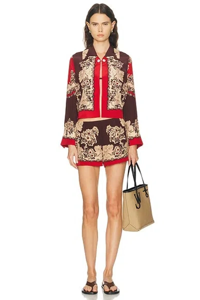 Bode Storybook Printed Silk Jacket In Multi