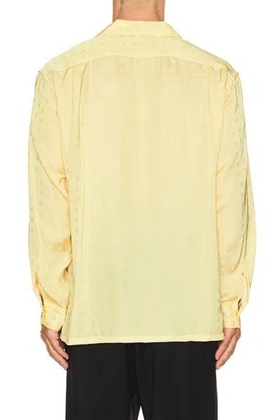 Beams Open Collar Cupro Dot Pattern In Yellow