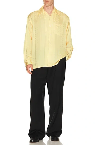 Beams Open Collar Cupro Dot Pattern In Yellow