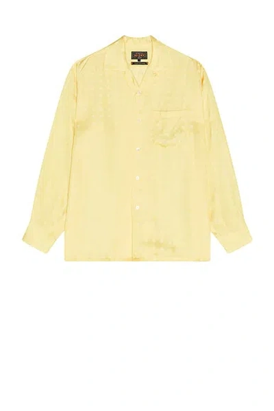 Beams Open Collar Cupro Dot Pattern In Yellow