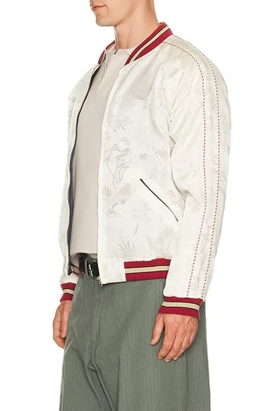 Beams Patterned-jacquard Reversible Bomber Jacket In White