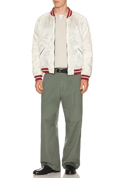 Beams Patterned-jacquard Reversible Bomber Jacket In White