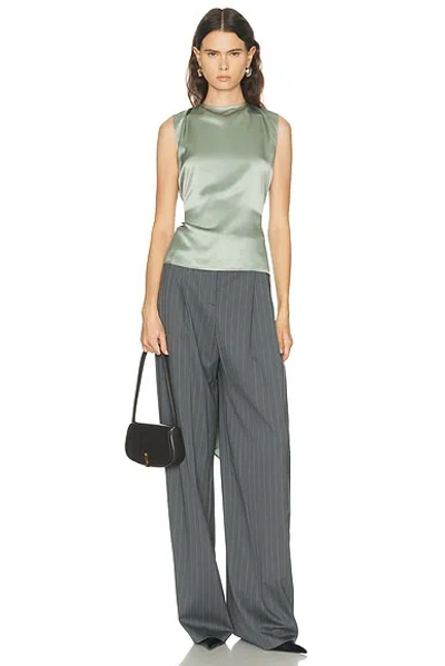 Helmut Lang Scarf Drape Detail Reversible Silk Top In Gray