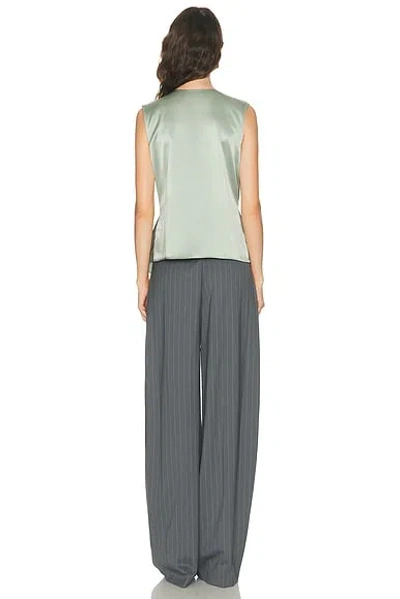 Helmut Lang Scarf Drape Detail Reversible Silk Top In Gray