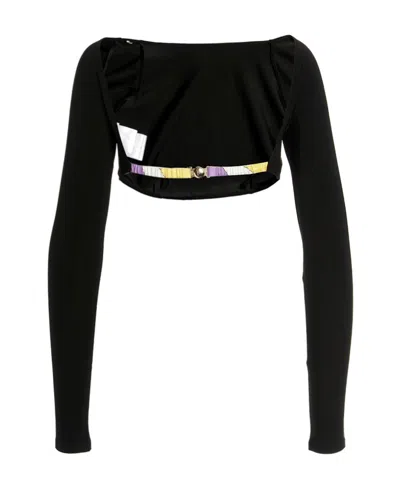 Pucci Open-back Crop Top In Black