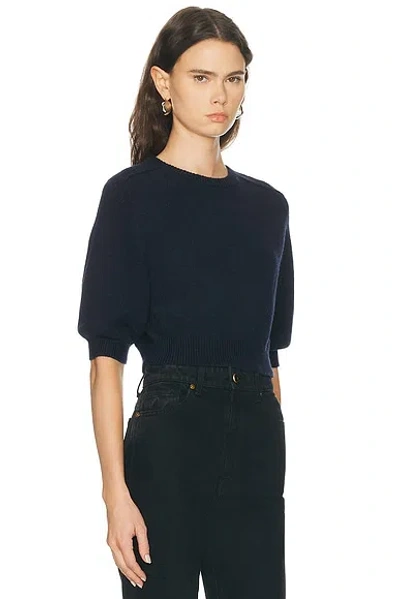 Khaite Lorelai Short Wool And Cashmere Blend Sweater In Blue