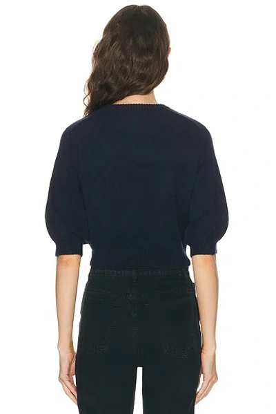 Khaite Lorelai Short Wool And Cashmere Blend Sweater In Blue