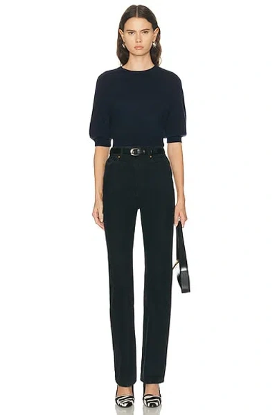 Khaite Lorelai Short Wool And Cashmere Blend Sweater In Blue