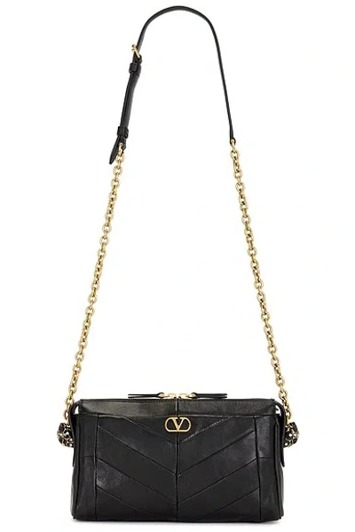 Valentino Garavani Panthea Small Shoulder In Nappa Leather With Chevron Pattern Bags In Black