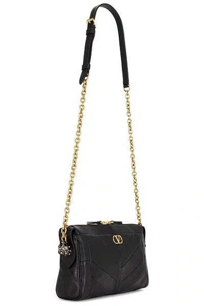 Valentino Garavani Panthea Small Shoulder In Nappa Leather With Chevron Pattern Bags In Black
