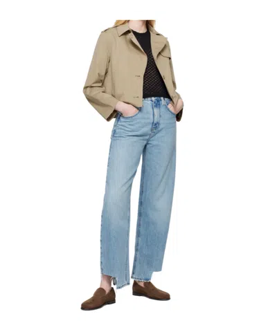Frame Button Front Casual Jacket In Brown
