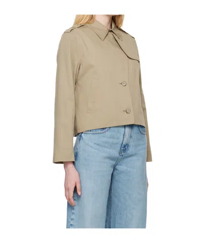 Frame Button Front Casual Jacket In Brown
