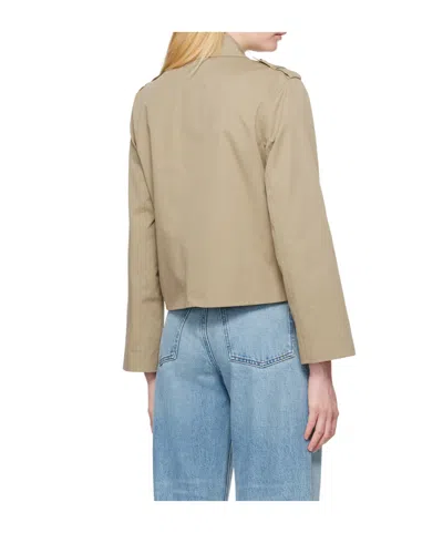 Frame Button Front Casual Jacket In Brown