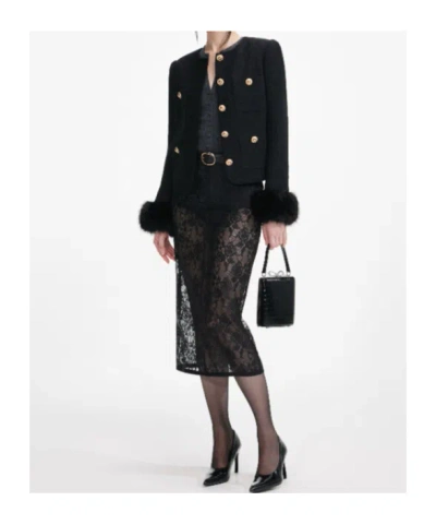 Self-portrait Single-breasted Buttoned Jacket In Black