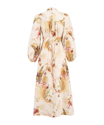 Zimmermann Floral Printed V-neck Long Dress In Neutral