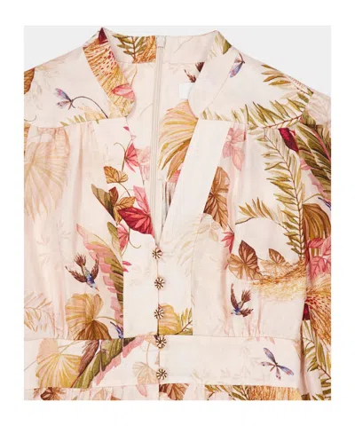 Zimmermann Floral Printed V-neck Long Dress In Neutral