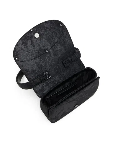 Diesel Shoulder Bag With Flap And Foldable Handle In Black