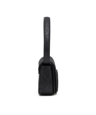 Diesel Shoulder Bag With Flap And Foldable Handle In Black