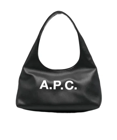 A.p.c. Women Black Synthetic Leather Small Ninon Shoulder Bag