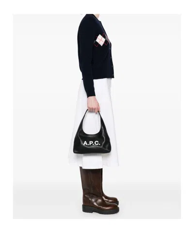 A.p.c. Women Black Synthetic Leather Small Ninon Shoulder Bag