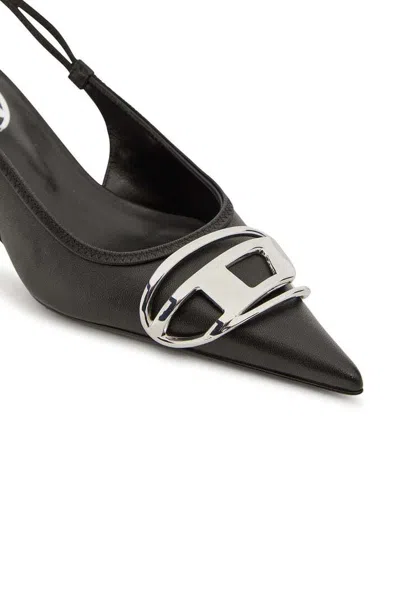 Diesel Venus Leather Slingback Pumps Kitten Heel In Black