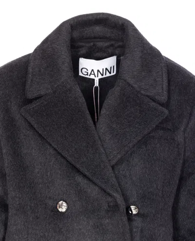 Ganni Double-breasted Jacket In Black