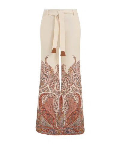 Zimmermann Rhiannon Flare Pant Cream Paisley In Neutral