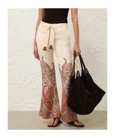 Zimmermann Rhiannon Flare Pant Cream Paisley In Neutral