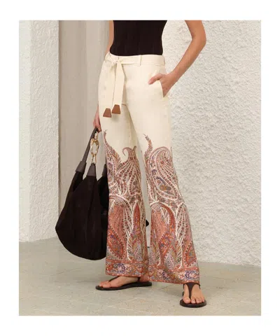 Zimmermann Rhiannon Flare Pant Cream Paisley In Neutral