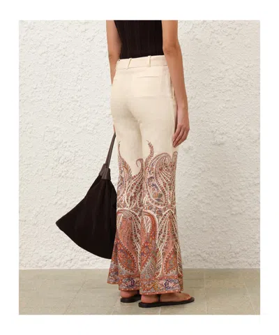 Zimmermann Rhiannon Flare Pant Cream Paisley In Neutral