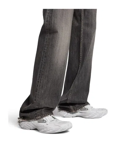 Balenciaga Monday White Low Top Sneakers With Logo Detail And Embossed Size On The Rear In Leather And Fabric M In Gray