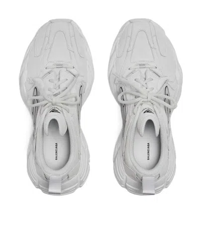 Balenciaga Monday White Low Top Sneakers With Logo Detail And Embossed Size On The Rear In Leather And Fabric M In Gray