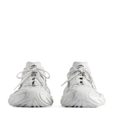 Balenciaga Monday White Low Top Sneakers With Logo Detail And Embossed Size On The Rear In Leather And Fabric M In Gray