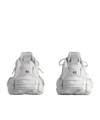 Balenciaga Monday White Low Top Sneakers With Logo Detail And Embossed Size On The Rear In Leather And Fabric M In Gray
